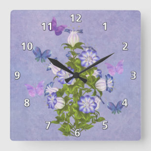Reloj Cuadrado Mariposas y flores de Bell