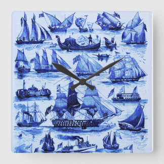 Reloj Cuadrado MARÍTIMA,BUQUES DE VENTAJA,BUQUES DE VELA,Azul mar