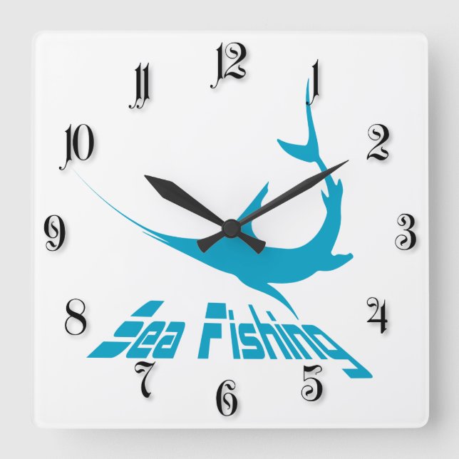 Reloj Cuadrado Marlín azul (Anverso)