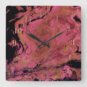 Reloj Cuadrado Mármol, acuarela