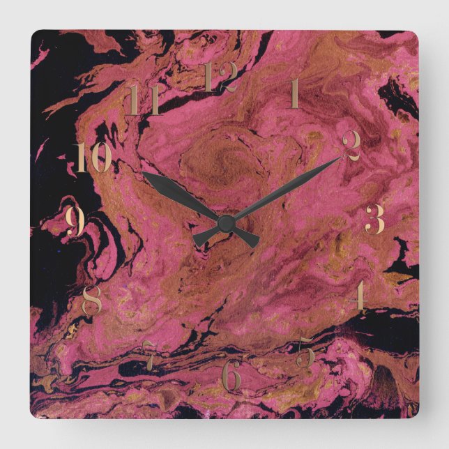 Reloj Cuadrado Mármol, acuarela (Anverso)