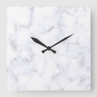 Reloj Cuadrado Mármol Blanco Moderno