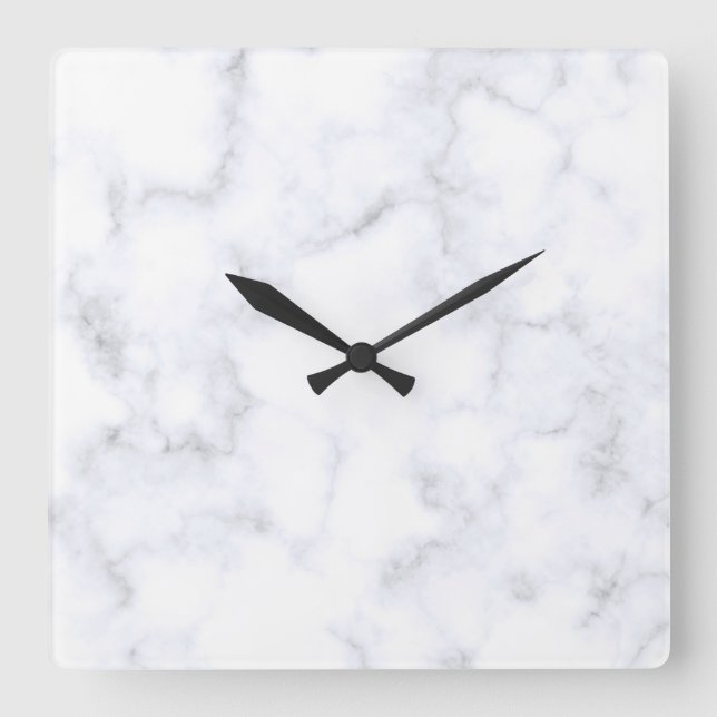 Reloj Cuadrado Mármol Blanco Moderno (Anverso)