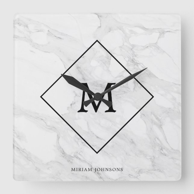 Reloj Cuadrado Mármol moderno monográfico (Anverso)