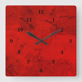 Reloj Cuadrado Mármol rojo, arte arco iris