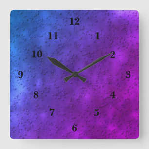 Reloj Cuadrado Mármol rosa púrpura azul , arte de arcoíris