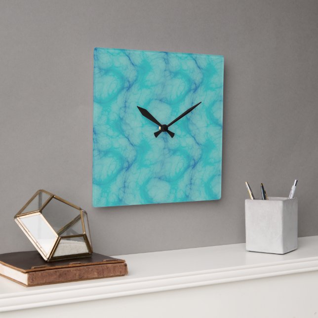 Reloj Cuadrado Mármol turquesa (Oficina)