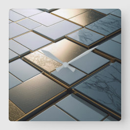 Reloj Cuadrado Marmor Gold Fliesen Luxus Geometrie