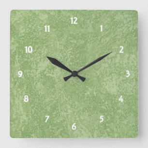 Reloj Cuadrado Marmorino Green Faux Finish Square Clock