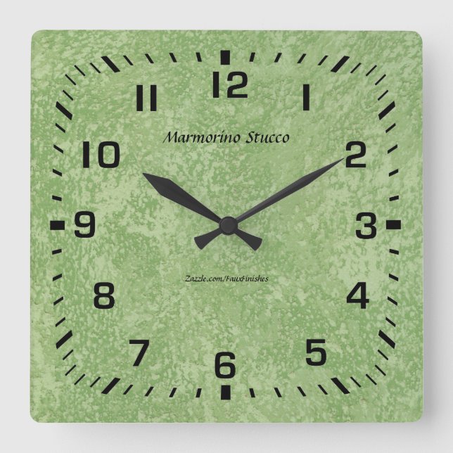 Reloj Cuadrado Marmorino Stucco Faux Finish (Anverso)