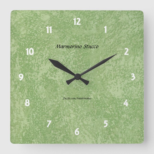 Reloj Cuadrado Marmorino Stucco Faux Finish (Anverso)