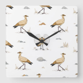 Reloj Cuadrado Marocain couleur crème Motif d'oiseaux