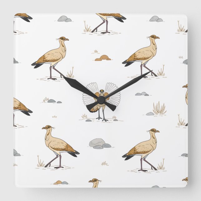 Reloj Cuadrado Marocain couleur crème Motif d'oiseaux (Anverso)