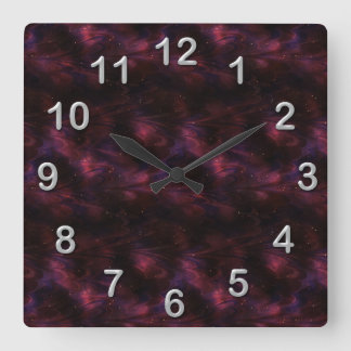 Reloj Cuadrado Maroon Fractal Wall Clock