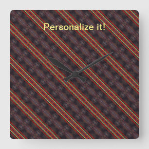 Reloj Cuadrado Marrón oscuro, rojo, verde, haber labrado