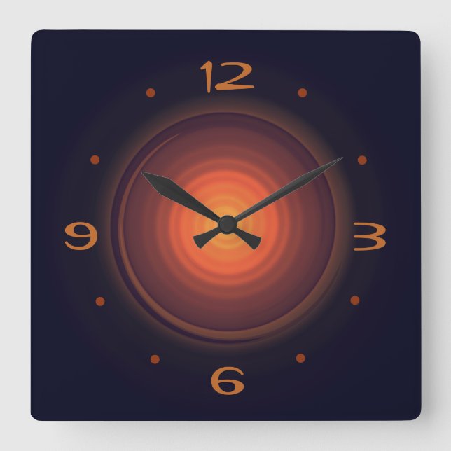 Reloj Cuadrado Marrón profundo con centro de remolinos de oro>Rel (Anverso)