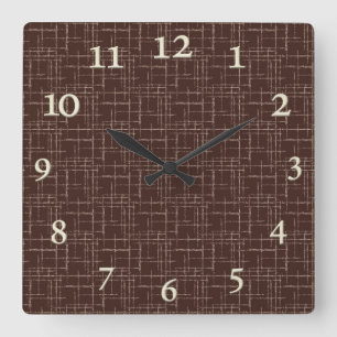 Reloj Cuadrado Marrón texturado.