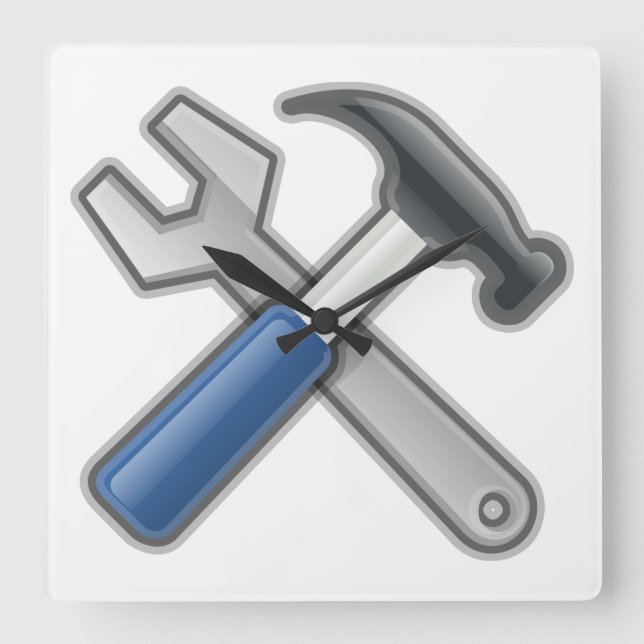 Reloj Cuadrado Martillo y llave (Anverso)
