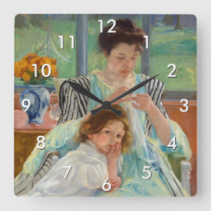 Reloj Cuadrado Mary Cassatt - Joven Madre Cosiedo