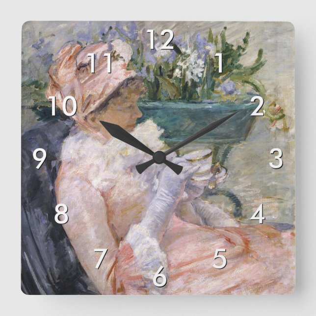 Reloj Cuadrado Mary Cassatt - La Copa del Té (Anverso)