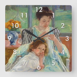 Reloj Cuadrado Mary Cassatt - Madre joven masticando