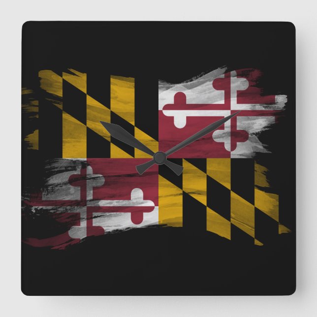 Reloj Cuadrado Maryland State flag pincel, bandera de Maryland (Anverso)