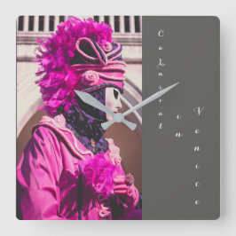 Reloj Cuadrado Máscara de carnaval en Venecia