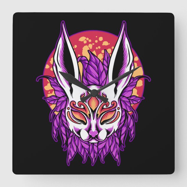 Reloj Cuadrado Máscara de conejo (Anverso)