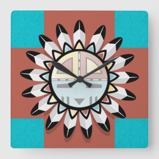 Reloj Cuadrado Máscara de hopi de arte abstracto nativo americano