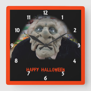 Reloj Cuadrado Máscara de viejo con fondo negro