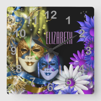 Reloj Cuadrado Mascaradas venecianas de quinceanera de mascaradas