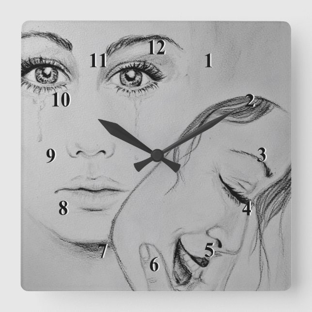 Reloj Cuadrado Mask - Pencil Drawing (Anverso)