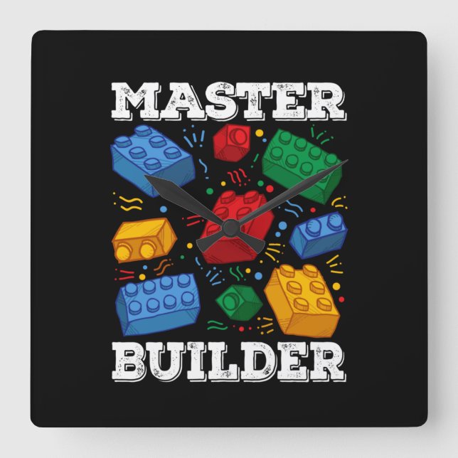 Reloj Cuadrado Master Builder Cute Block Building Kids Toys Brick (Anverso)