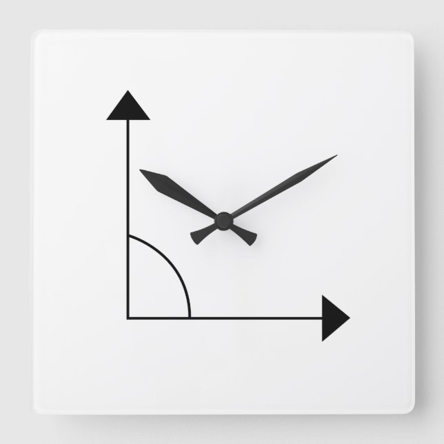Reloj Cuadrado Matemáticas Ángulo Recto de 90 Grados Matemáticas  (Anverso)