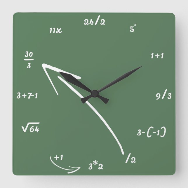 Reloj Cuadrado Matemáticas Ecuaciones Matemáticas (Anverso)