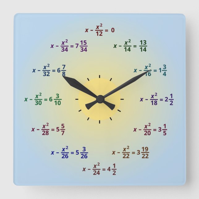 Reloj Cuadrado Math Clock (AM-PM) (Anverso)