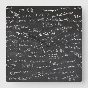 Reloj Cuadrado Math Formulas Chalkboard