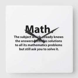 Reloj Cuadrado Math Typography Funny Math