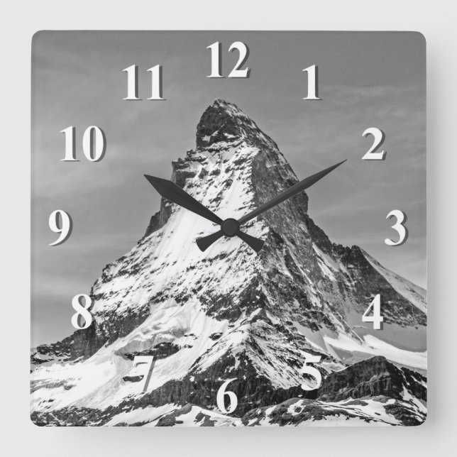 Reloj Cuadrado Matterhorn Negro y Blanco (Anverso)