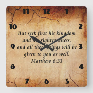 Reloj Cuadrado Matthew 6:33 Bible Verse