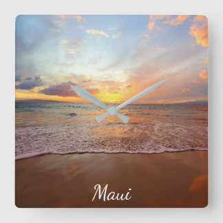 Reloj Cuadrado Maui Beach Sunset Acrylon Wall Clock