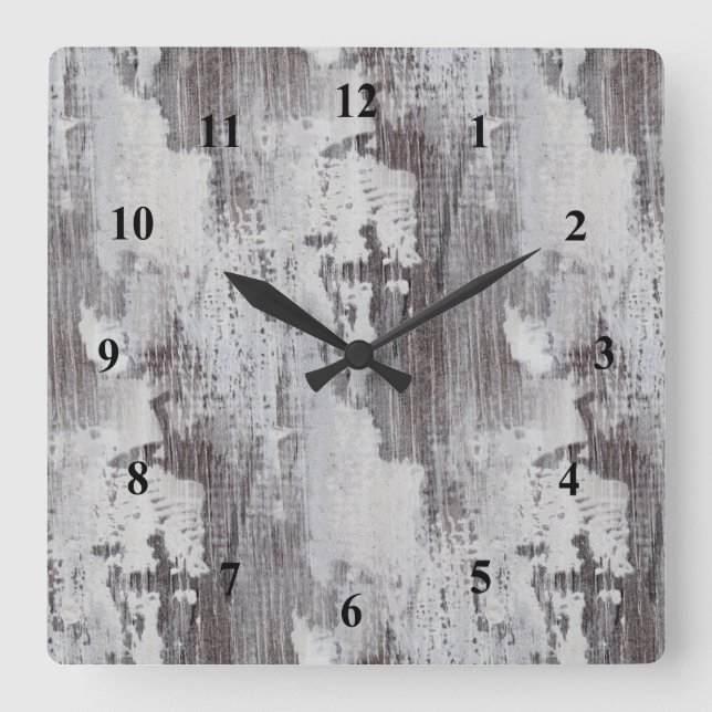 Reloj Cuadrado Maui con aspecto de grano de madera de roble encal (Anverso)