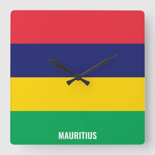 Reloj Cuadrado Mauritius National Flag Patriotic (Anverso)