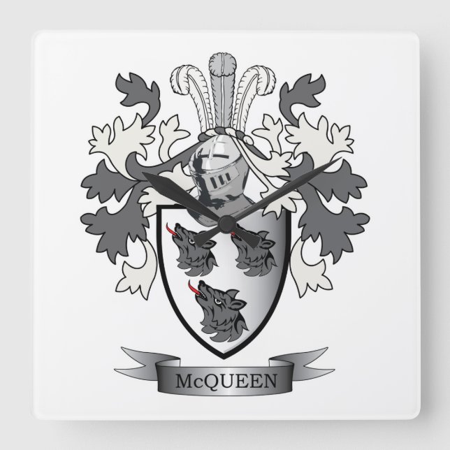 Reloj Cuadrado McQueen Family Crest Coat of Arms (Anverso)
