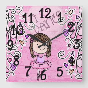 Reloj Cuadrado Me encanta el ballet ballet Chica diseño muros rel