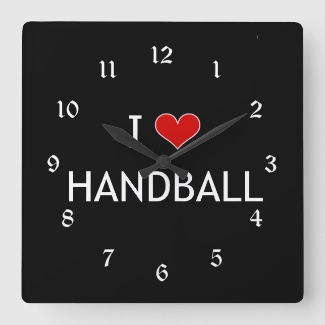 Reloj Cuadrado Me encanta el balonmano, diseño popular, (Anverso)