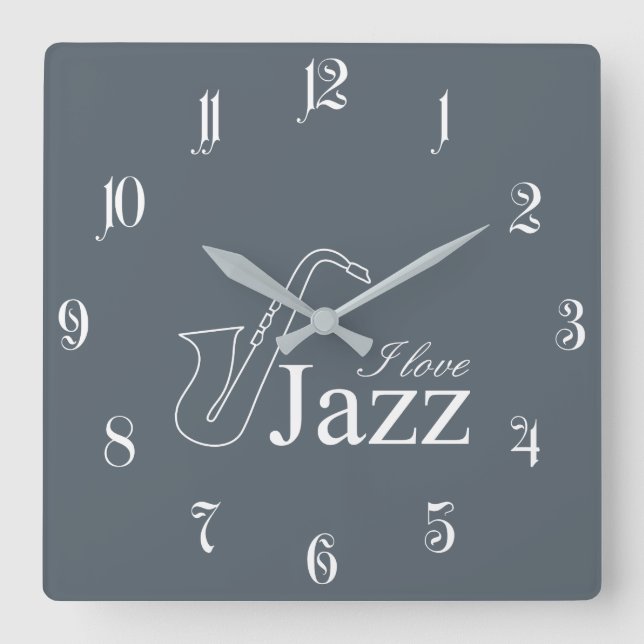Reloj Cuadrado Me encanta el jazz (Anverso)