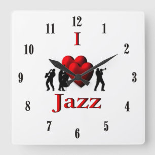 Reloj Cuadrado Me encanta la música de jazz