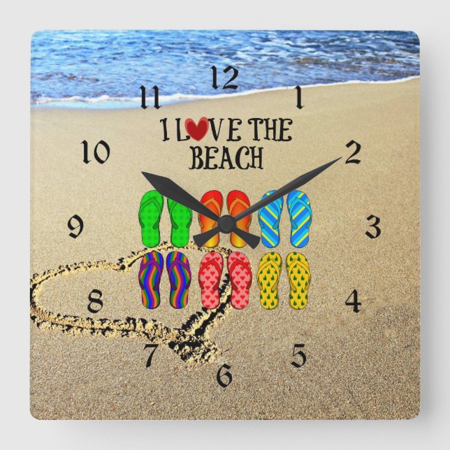 Reloj Cuadrado Me encanta la playa (Anverso)