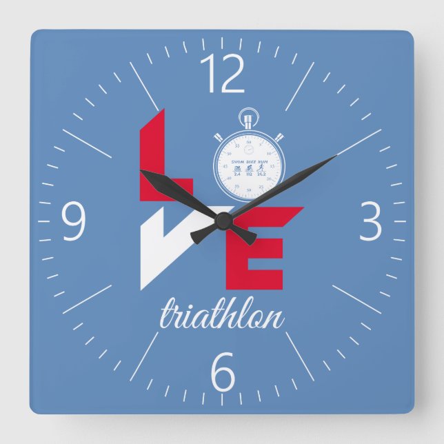 Reloj Cuadrado Me encanta la triatlón (Anverso)